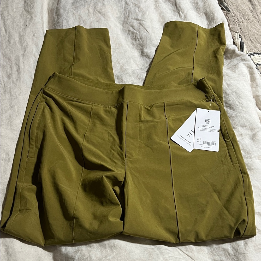Athleta Olive Green Vienna Slim Pant 12 NWT